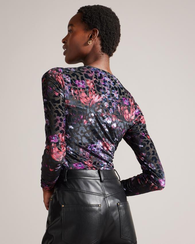 Body Ted Baker Floral Mesh With Animal Texture Noir Femme | MMN-61549555